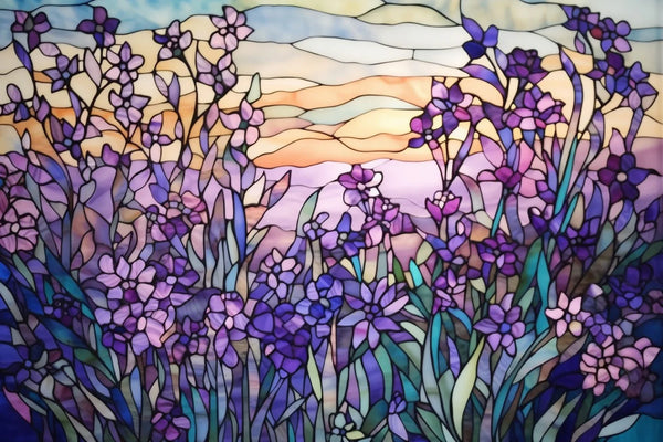 Stained Glass Lavender Fields