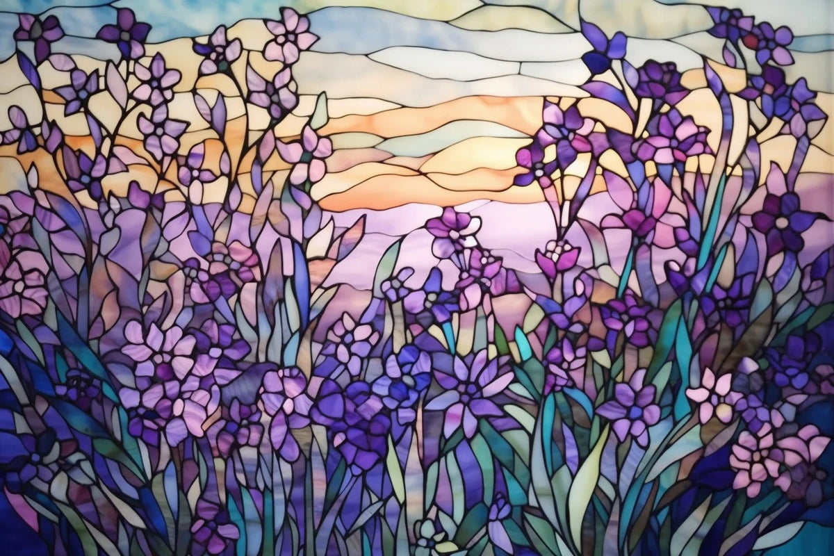 Stained Glass Lavender Fields