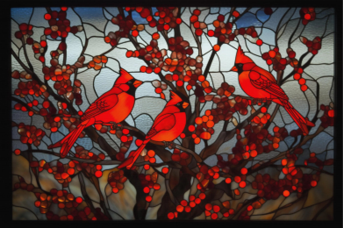 Cardinal Trio in Autumn