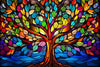 Rainbow Tree Stained Glass