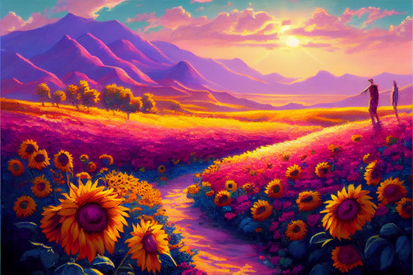 Sunset Sunflower Fields