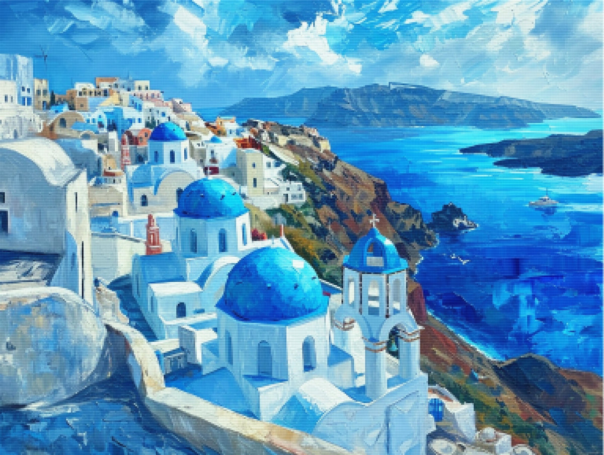 Santorini Blue Domes